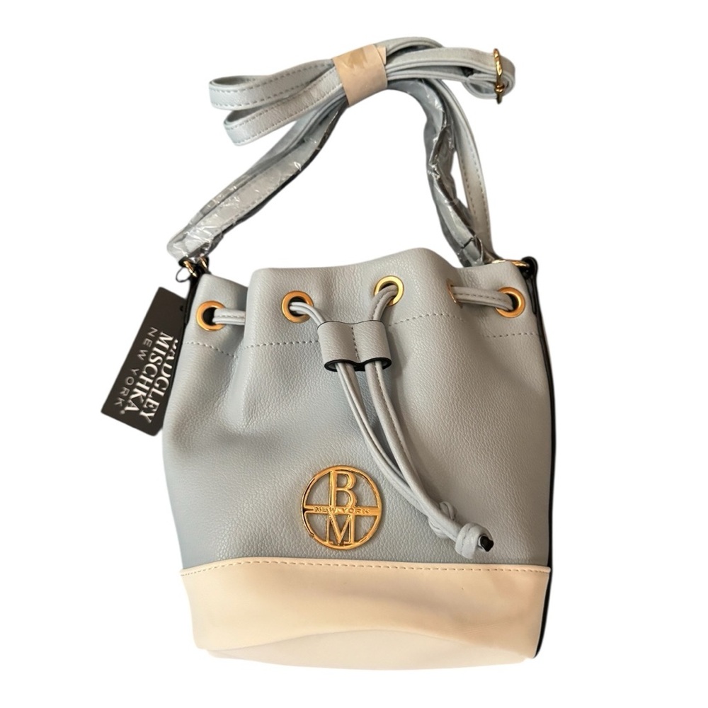 Badgley Mischka Cream and Blue Shoulder Bag with Sophisticated Design